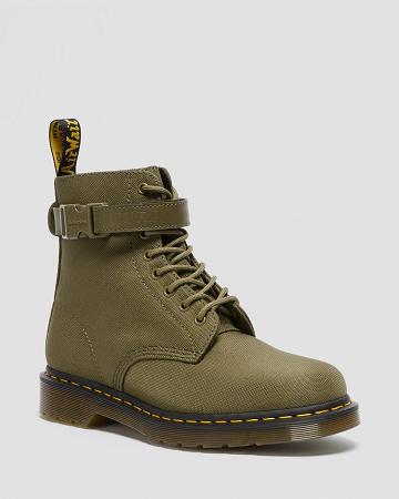 Olive Women's Dr Martens 1460 Futura Olive Strap Lace Up Boots | CA 162UZG